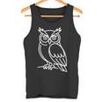 フクロウ ミニマリストバッジ パッチラインアート タンクトップ