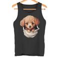 ポケットから覗く トイプードル 可愛い 犬 かわいい 子犬 犬好き 犬の飼い主 愛犬家 メンズ レディース キッズ タンクトップ