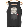 ポケットに入ったスコティッシュフォールド猫 のぞくかわいい子猫 タンクトップ