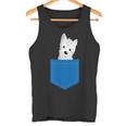 ポケットに犬のウェスティ犬テリアフロントポケット胸 タンクトップ