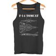 ヴィンテージ ホワイト F14 トムキャット 飛行機 スケマティック F-14 ジェット 長袖tシャツ タンクトップ