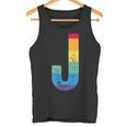 文字 J 大文字 アルファベット モノグラム イニシャル レインボー アルファベット J タンクトップ