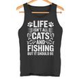 猫と釣り漁師 おもしろ釣り タンクトップ