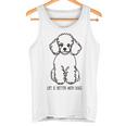 トイ プードル シルエット ラインアート 犬がいると人生はもっと楽しい デザイン タンクトップ