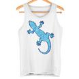 トライバル バティック パターン ヤモリトカゲ デニムブルーtシャツ タンクトップ