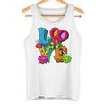 明るくカラフルな愛と平和 ピースサイン フラワートップ タンクトップ