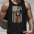 Biker Skull Vintage Art With Flames And American Flag Tank Top Gifts for Him