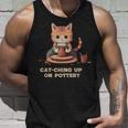 Cat-Ching Up On Pottery 面白い猫好きデザイン タンクトップ 彼への贈り物