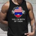 Half American Half Haitian Usa Haiti Flag メンズ レディース タンクトップ 彼への贈り物