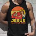 Jesus Has Your Back Jiu Jitsu レトロ クリスチャン メンズ レディース キッズ タンクトップ 彼への贈り物