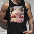 かわいいカラフルなフラミンゴヤシの木 タンクトップ 彼への贈り物