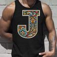 イニシャル 名前 文字 J アルファベット 民芸風 タンクトップ 彼への贈り物