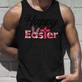 チェック柄ハッピーイースターバニー耳クロスかわいい宗教クリスチャン タンクトップ 彼への贈り物