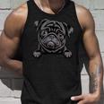 ブラック・パグ・ファニー・ピーキング・ポケット・パピー・ドッグ・ラバー 長袖tシャツ タンクトップ 彼への贈り物