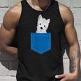 ポケットに犬のウェスティ犬テリアフロントポケット胸 タンクトップ 彼への贈り物
