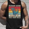 レトロ かわいい 漫画 恐竜 スキーヤー テレマーク スキー タンクトップ 彼への贈り物