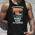 人生は本と猫と一緒に猫を読む カフェ 図書館 タンクトップ 彼への贈り物