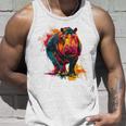カバ 動物 カラフル グラフィック 抽象 アート 絵画 カバ タンクトップ 彼への贈り物