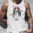 バセットハウンド ハートグラス バレンタインデー 犬 ママ タンクトップ 彼への贈り物