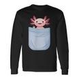 Axolotl ポケットに入った魚 両生類 ペット ホワイト アホロートル トカゲ 長袖Tシャツ ギフトのアイデア