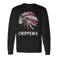 Chippewa ネイティブアメリカン アメリカ国旗 スカルヘッドレス 長袖tシャツ 長袖Tシャツ ギフトのアイデア