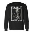 Finally Time To Read Book Lover Bookworm スケルトン 面白い本 長袖Tシャツ ギフトのアイデア