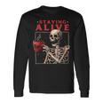 kulltaying Alive スケルトン ドリンクコーヒー 長袖Tシャツ ギフトのアイデア