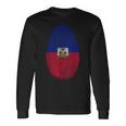 Haiti Flag Fingerprint Haitian For Haitians 長袖Tシャツ ギフトのアイデア