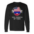 Half American Half Haitian Usa Haiti Flag メンズ レディース 長袖Tシャツ ギフトのアイデア
