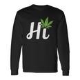 Hi Hello マリファナの葉 ハッピーファニー大麻 ウィード パイナップル 長袖Tシャツ ギフトのアイデア