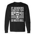 If Genders Confuse You Go Milk A Bull Usa 国旗 アメリカ 長袖tシャツ 長袖Tシャツ ギフトのアイデア