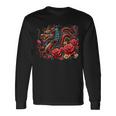 Masque D'anime Japonais Kitsune Dragon Chinois Avec Rose T-shirt à manches longues Idées cadeaux