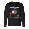 Philippines Is Calling And I Must Go フィリピン国旗シャツ 長袖Tシャツ ギフトのアイデア