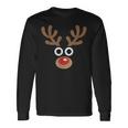 Reindeer Face Deer Red Nose Brown Christmas Long Sleeve T-Shirt Gifts ideas