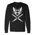 Hissing Cat With Crossedwitchblade Knives Kitten Claws 長袖Tシャツ ギフトのアイデア