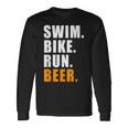 Swim Bike Run スイム バイク ラン ビール トライアスロン トライアスロン スポーツ メンズ レディース 長袖Tシャツ ギフトのアイデア