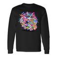 Vaporwave 猫 ピックルボール プレーヤー 80年代 レトロ 美学 長袖Tシャツ ギフトのアイデア