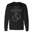 お揃いのカップルシャツ Just Married Newlyweds 新郎新婦 新郎新婦 長袖Tシャツ ギフトのアイデア
