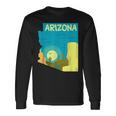 アリゾナ州の地図、モダンな抽象的なアリゾナ砂漠、サボテン 長袖Tシャツ ギフトのアイデア