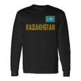 カザフスタン、カザフスタンの国旗、カザフスタンの国旗 長袖tシャツ 長袖Tシャツ ギフトのアイデア