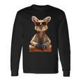 サングラスをかけたカンガルー オーストラリア アウトバック かわいい カンガルー 長袖Tシャツ ギフトのアイデア