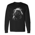スカンクの肖像画 黒と白の動物愛好家 長袖Tシャツ ギフトのアイデア