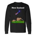 ニュージーランドのお土産キウイバードウォッチングニュージーランド地図 長袖tシャツ 長袖Tシャツ ギフトのアイデア