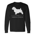 ノーフォークテリア犬の白いシルエット 長袖Tシャツ ギフトのアイデア