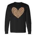 ヒョウ柄のハート／チーター柄のデザイン 長袖Tシャツ ギフトのアイデア