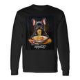 フレンチブルドッグ 食べる パスタ ボンアペティ カラフル ドッグアート 長袖Tシャツ ギフトのアイデア