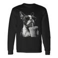 ボストンテリア ドリンク アイスコーヒー 面白い Bostie Dog Meme 長袖Tシャツ ギフトのアイデア