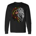ラスタレゲエミュージックヘッドフォンジャマイカンルーツプライドライオン 長袖Tシャツ ギフトのアイデア