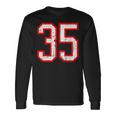 ヴィンテージナンバー 35 ホワイトレッドスポーツ代表チームナンバー 35 長袖Tシャツ ギフトのアイデア