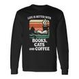 人生は本と猫と一緒に猫を読む カフェ 図書館 長袖Tシャツ ギフトのアイデア
